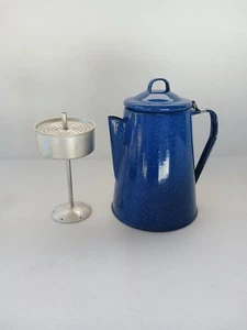 Granite Ware blau gesprenkelt Emaille Geschirr Kaffeekanne Kaffeemaschine komplett Camping - Bild 1 von 11