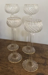 Kerzenständer Renata Gandini signiert klar Murano Glas 24 KT Gold - 4 Stück - Bild 1 von 9