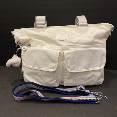 Kipling NUEVO Bolso de Mano Pia Crema Blanco Nylon con Correa Ajustable Phoebe  Foto 1 de 4