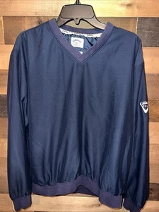 VTG Callaway Golf Windbreaker Pullover Jacket Mens Medium Blue Long Sleeve Lined - Picture 1 of 3
