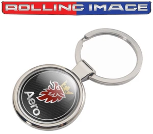 NEW Chrome Metal Classic Aero SAAB Carbon Logo Key Chain - Silver Key Ring gift - Bild 1 von 1