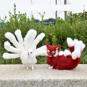 Niedlicher neunschwänziger Fuchs Plüschtier Simuliertes Tier Stofftier Modell Deko Geschenk - Bild 1 von 24