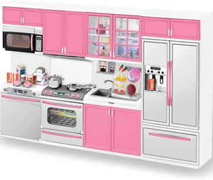 Doll Kitchen Playset for Kids, My Modern Mini Kitchen House Furniture Pretend Pl - Picture 1 of 16