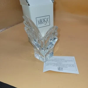 Mikasa Art Deco Midcentury Modern Clear Glass Crystal Candle Holders NEW 027/549 - Picture 1 of 10
