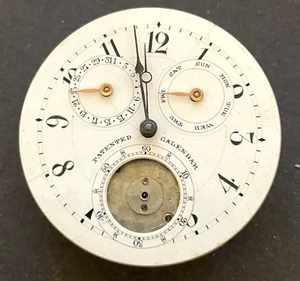 Antike unsignierte Taschenuhr Uhrwerk ticks hochwertiger Kalender Datum Tag 43mm - Bild 1 von 5