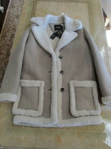 MAJE Camel/Beige Shearling/Leather full Lamb skin coat/jacket Size EU 36 / Small - Picture 1 of 8