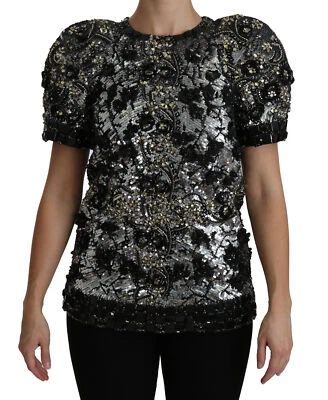 Blusa DOLCE & GABBANA Negra Lentejuelas Cristal Adornado Top IT38/US4/XS $18900 Foto 1 de 4