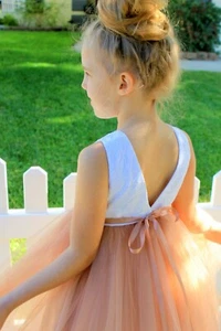 V-Back Lace Flower Girl Dresses Communion Dress Pageant Dresses Wedding Dress - Picture 1 of 49