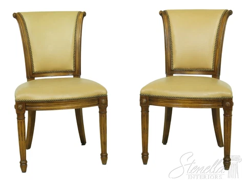 F44565EC: Pair Regency Style Tan Leather Side Chairs Cover