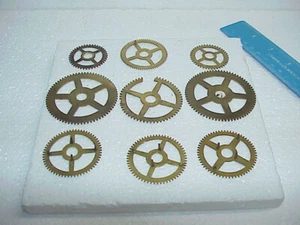 9 Used Brass Clock Gears Steampunk Altered Art Projects parts repair G - Picture 1 of 7
