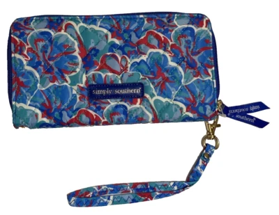Muñequera Teléfono Billetera Azul Hibisco Acolchada Simply Southern Ligera Nueva Con Etiquetas Foto 1 de 4
