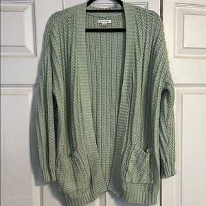 AMERICAN EAGLE maglione cardigan aperto verde grandi tasche oversize maglia grossa - Foto 1 di 8