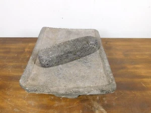 Antiker Metate #53-Schleifer-rustikal-komplett-altmexikanisch--primitiv-9,5x12x4 - Bild 1 von 10