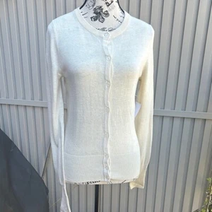 Vintage Moda International Women’s Cream Silk Cashmere Cardigan - Picture 1 of 9
