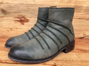 John Fluevog Malcom Green Moto Boots Zipper Round Toe Size US 10 - Picture 1 of 13