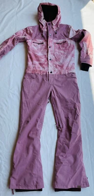 Roxy Mujeres M Formación Rosa Tie Dye Con Capucha Esquí Snowboard Mono Babero Pantalón $399 Foto 1 de 4