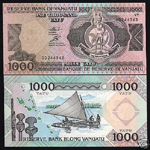 Vanuatu 1000 Vatu P-6 1993 Boat *Dd* Prefix Unc World Currency Money Bank Note