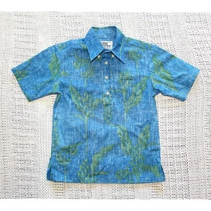 Reyn Spooner kids shirt Size Small Short sleeve Blue & Green Hawaiian Buttons US - Picture 1 of 5
