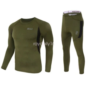 Men Thermal Underwear Set Quick Dry Tight Sweat Absorption Top Pants Base Layer - Picture 1 of 14