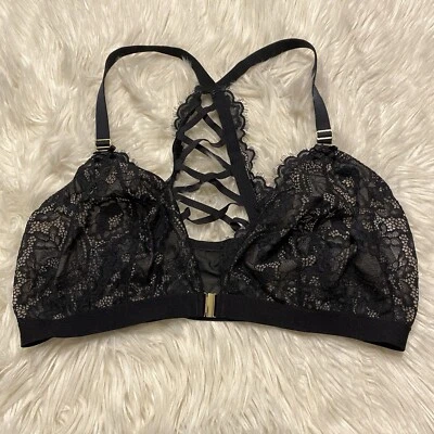 Bralette Cacique 42DD Negro Encaje Inalámbrico Cierre Frontal Espalda Corredora Foto 1 de 4