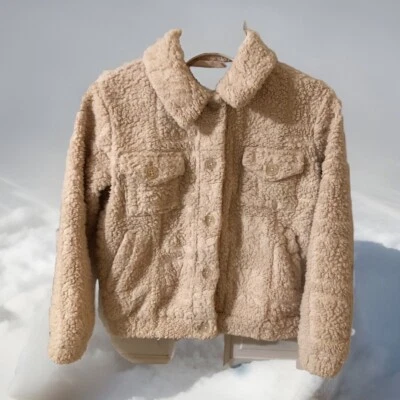 NWT Billabong Girls Sherpa Jacket Coat Shaket  XS/6  Cream Soft Warm Ret.$65 - Image 1 of 4