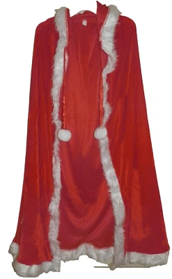 New Girls Small Christmas Cape Red White Hooded - Image 1 of 2