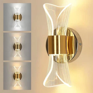 12W Modern LED Wall Lamp 3-Colors Light Gold Indoor Scones Design Hallway Stairs - Picture 1 of 12