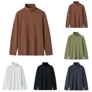 Men's Casual Long Sleeve Pullover Jumper Tops with Warm Fabric Turtle Neck