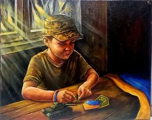 Original Painting – Ukrainian War Art – Emotional Child Life Scene Ukraine - Picture 1 of 9
