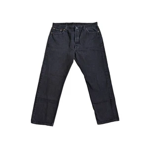 Vintage Y2K Levi 501 Jeans Black Faded Made in USA Button Fly Mens 42 Pant Denim - Picture 1 of 6