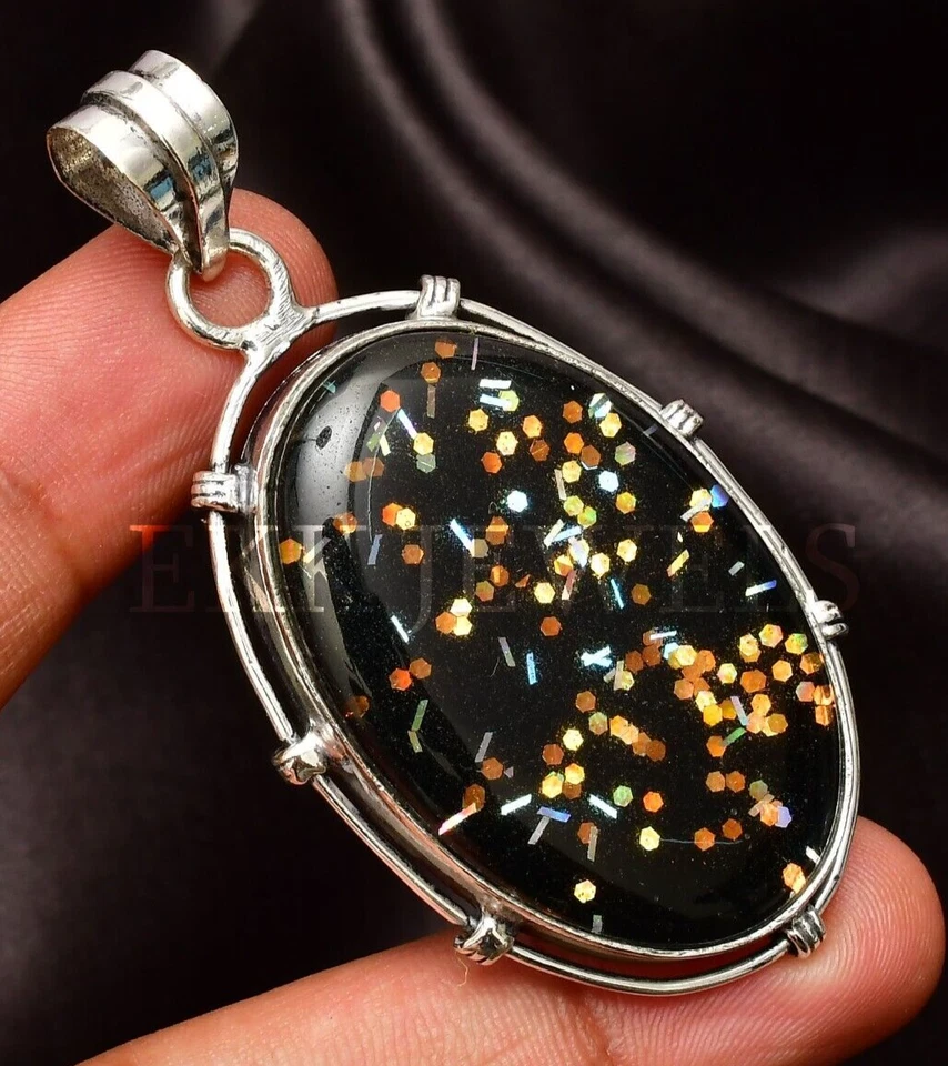 Ciondolo opale di fuoco pietra preziosa argento sterling 925 ciondolo... - Immagine 1 di 4