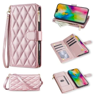 Bandolera Cremallera Abatible Cuero Tarjeta Billetera Estuche Bolso Soporte Cubierta para Varios Teléfonos - Imagen 1 de 19