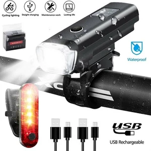 LED Akku Fahrrad Licht Beleuchtung Set 1000 LUX Scheinwerfer Rücklicht Lampe DE - Bild 1 von 20