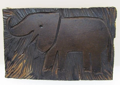 Elefant   Originaler Abstrakter Expression Linolschnitt Druckplatte - Bild 1 von 3