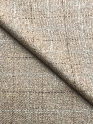 Wool & Cashmere Check Fabric Made In England, 5.2m length  - Image 1 of 2