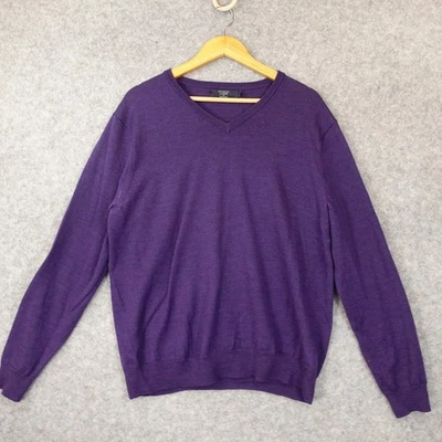 Suéter J Crew Cuello en V Lana Merino Hombres Grande Azul Melange Lujo Carrera Tejido Preppy Foto 1 de 4