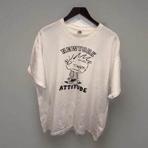 Vintage New York Attitude Calvin Cartoon T-Shirt NYC Comic Tee Y2K/90s Size XL - Picture 1 of 5