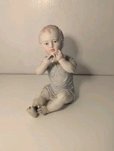 Rudolstadt Germany Boy Sitting Bisque Piano Baby Figurine 1920's Antique (Flaws) - Picture 1 of 17