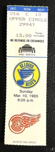 Boleto de hockey 3/10/85 AZULES/ROJAS ALAS TALÓN-DOUG WICKENHEISER SOMBRERO TRUCO! - Imagen 1 de 1