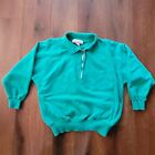Vintage 90s Mens M Green Half Zip Sweatshirt Pocket Pullover Streetwear Cotton