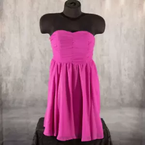 wet seal pink purple party cocktail prom short strapless dress size S Jr shimmer - Picture 1 of 12