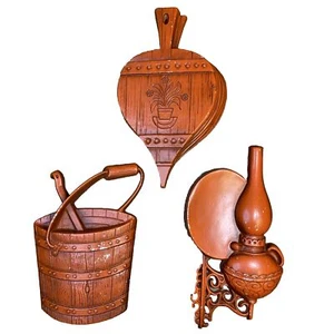 1966 Sexton Cast Metal 3D Wall Hanging Decor ORANGE Iron Oil Lamp Bellows Bucket - Picture 1 of 24