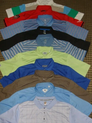 LOT-10 CALLAWAY-8, FALDO-1, TURTLESON-1 POLYESTER S/S POLO SHIRTS W/LOGOS SZ XL - Image 1 of 4