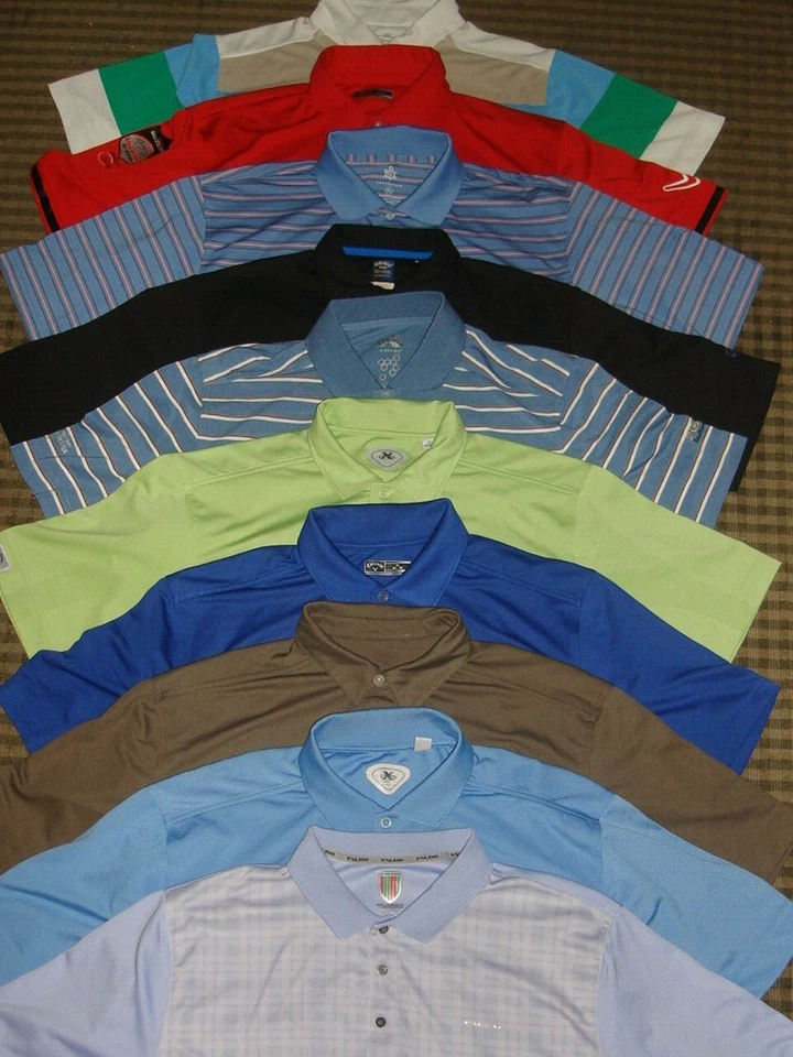 LOT-10 CALLAWAY-8, FALDO-1, TURTLESON-1 POLYESTER S/S POLO SHIRTS W/LOGOS SZ XL - Image 1 of 4