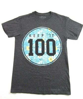 Camiseta CARBON "Keep It 100" Floral Spellout Logo Skate Surf SS Gris Talla S Foto 1 de 4