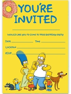 Simpsons theme birthday party invitations The Simpson invites children party - Picture 1 of 3