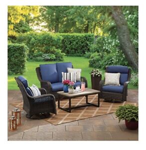 better homes and gardens 4 piece outdoor wicker swivel chair conventional set