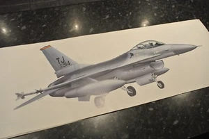 Vintage GENERAL DYNAMICS F-16A FIGHTING FALCON MILITARY JET PRINT - Picture 1 of 5