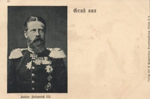 Postal del emperador alemán Federico III en uniforme, medallas (década de 1890) - Imagen 1 de 2