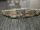 Vintage Estate Art Deco Clear Diamante Rhinestone Silver Tone 7-1/8